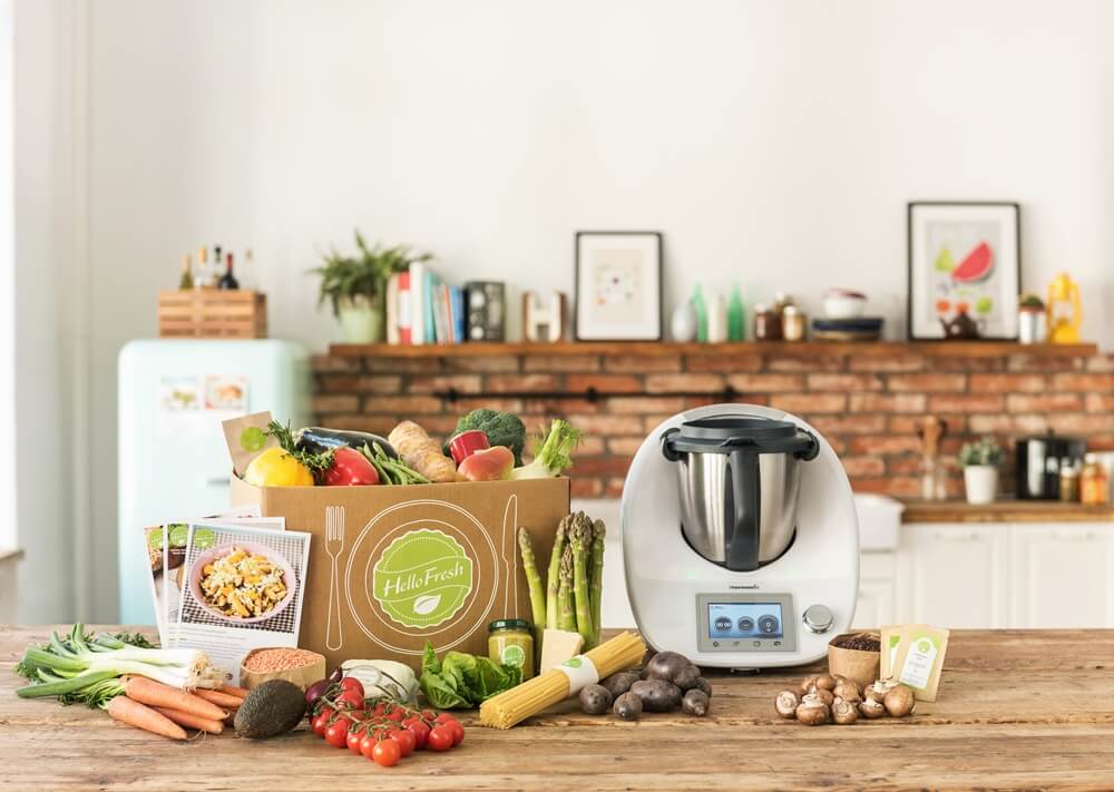 Zutaten von Hellofresh und der Thermomix in schön angerichtet